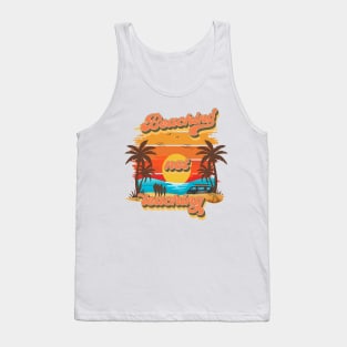 Beaching not learning Retro quote groovy teacher vacation Tank Top